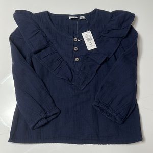 NEW Gap Kids Long Sleeve Gauze Ruffle Top (Size XS, 4-5)
